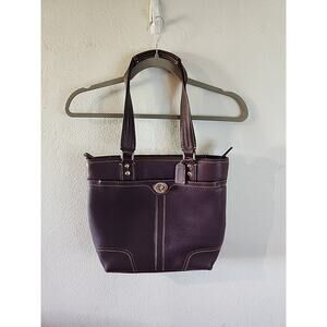 Coach VINTAGE Y2K Hamilton Purple Leather Shoulder Tote Bag Medium Pebbled